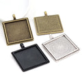 25mm Inner Size Square Pendant Bezel Tary Cabochon Blank Base Setting Charms for DIY Jewelry Making Craft Findings