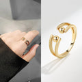 Wholesale Anti-fidget Reduce Stress Opening Ring Adjustable Beaded Anxiety Rings Women's Copper Double Layars Finger Swivel Ring