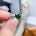 Hot Selling New Design Little Girls' Good Luck Natural Diopside Heart Cut 925 Silver Ring Classic Style for Wedding Anniversary