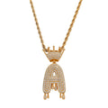 CN285 Wholesale A-Z 26  Letters Iced Out AAA Zircon Bling Bling Brass Setting CZ Pendant Necklace Jewelry