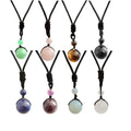 Natural Stone Ball Pendant Necklace 7 Chakra Healing Crystal Necklace Pendant Rope Necklace Handmade Crystal Charm Jewelry