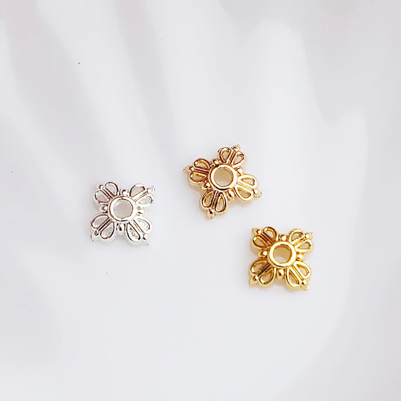 Best Selling DIY Brass Gold Plated Silver Flower Shaped Square Bead Caps for Jewelry Making