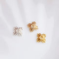Best Selling DIY Brass Gold Plated Silver Flower Shaped Square Bead Caps for Jewelry Making
