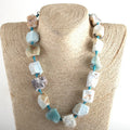 Boho Women Exaggerate Jewelry Collar Statement Necklace Big Chunky Natural Irregular Raw Rough Gemstone Knotted Choker Necklace