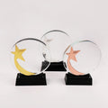 Gold Silver Bronze Metal Star Glass Crystal Circle Plaque Trophy and Award MH-NJ0167