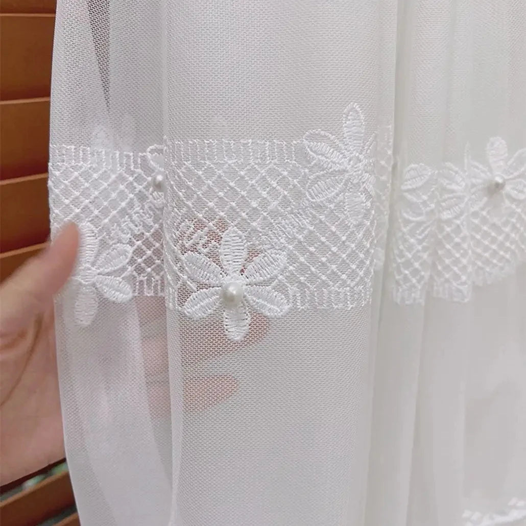 Shaoxing Factory Supply Luxury Lace Embroidered Window Sheer Curtain Fabric