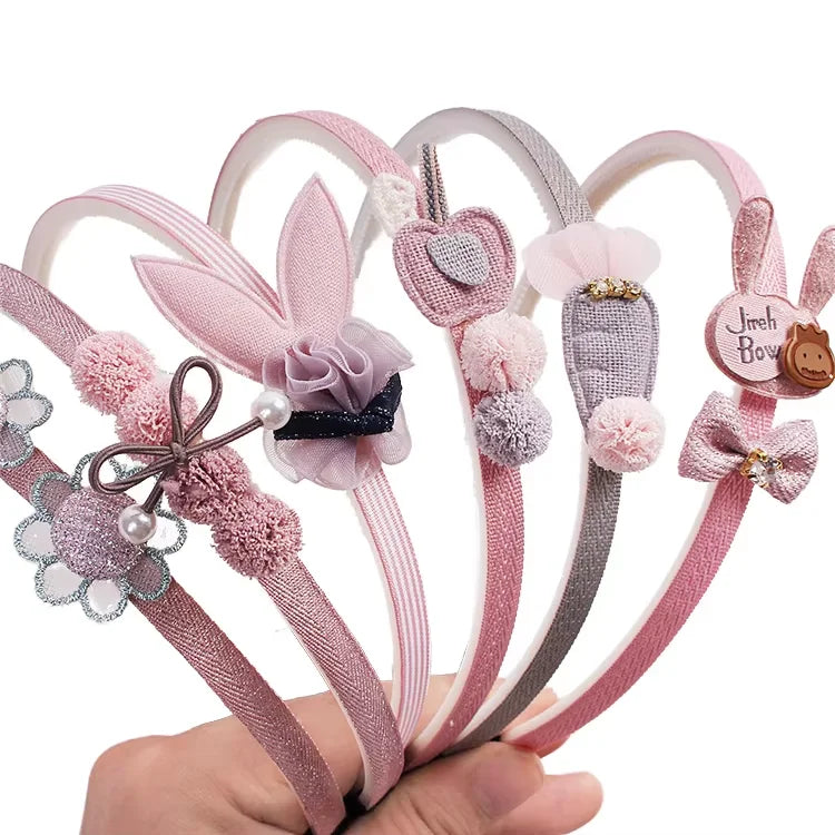 Korean Anti-Slip Bow Headband with Plastic+Lace Material 12cm Size for Girls Cute Cartoon Design for Primary School Students