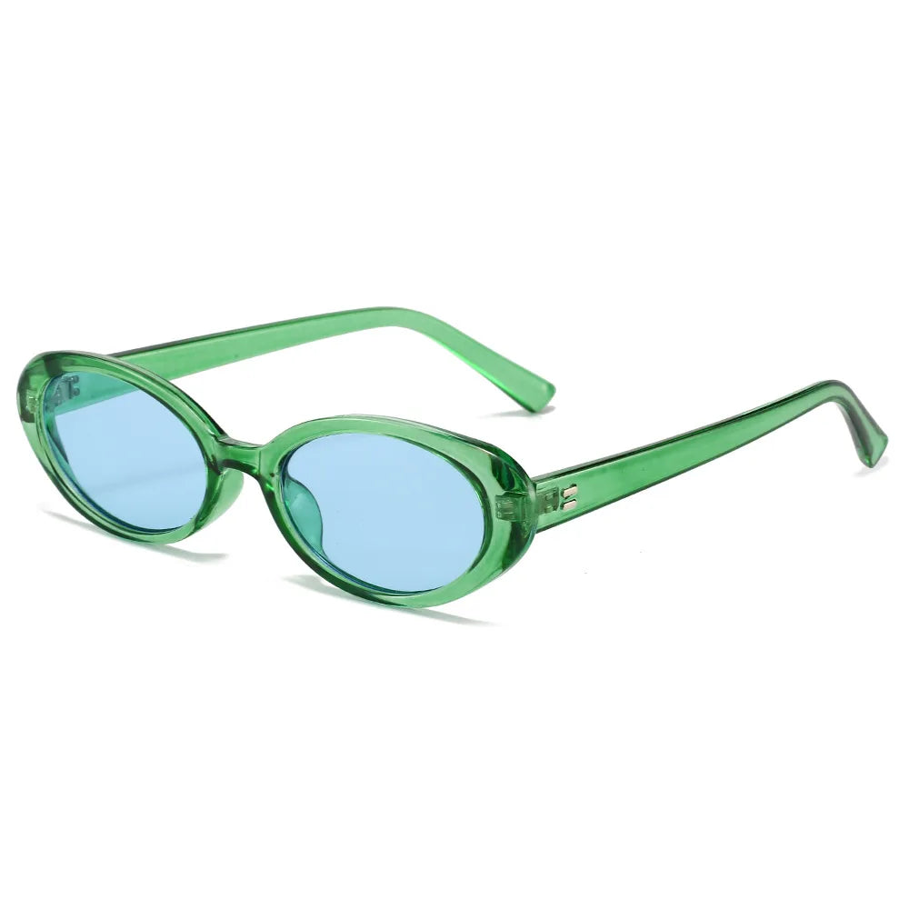 2026 Designer Retro Custom Logo Oval Fashion Sunglasses Men Women Uv400 Small Frame Colourful Sunglasses