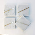 Natural Square Marble Stone Drink Coasters with Non-Slip for Home Kitchen Bar Decoration