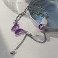 Elegant Women Crystal Butterfly Charm Bracelets Good Sell Beaded Adjustable Chain Butterfly Bracelets