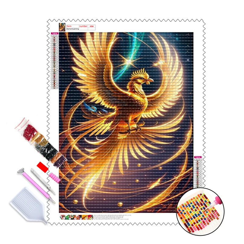 Factory Wholesale Diamond Painting Animal Phoenix Golden Bird 5d Diamond Painting Accessories Diamond Painting Home Wall Decor