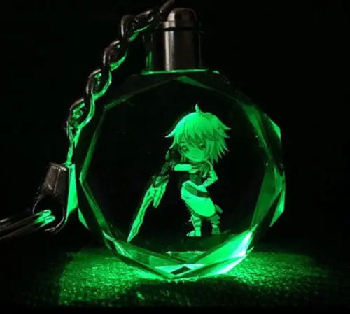 Multi Color Led Light Octagon Crystal Key Chain