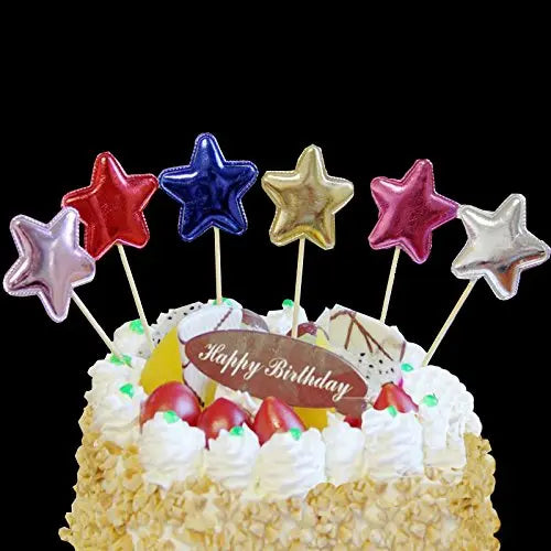 PU Mirror High-Gloss Multicolor Star Heart Crown Mickey Cake Toppers 100 Pieces Happy Birthday Christmas Easter Cake Decorations