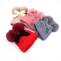 Children Double Ball Knitting Hat Thickened Kids Warm Hats