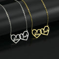 Qiuhan Stainless Steel  Name Double  Heart Shape  Personalization Two Name Necklace Couple Gift