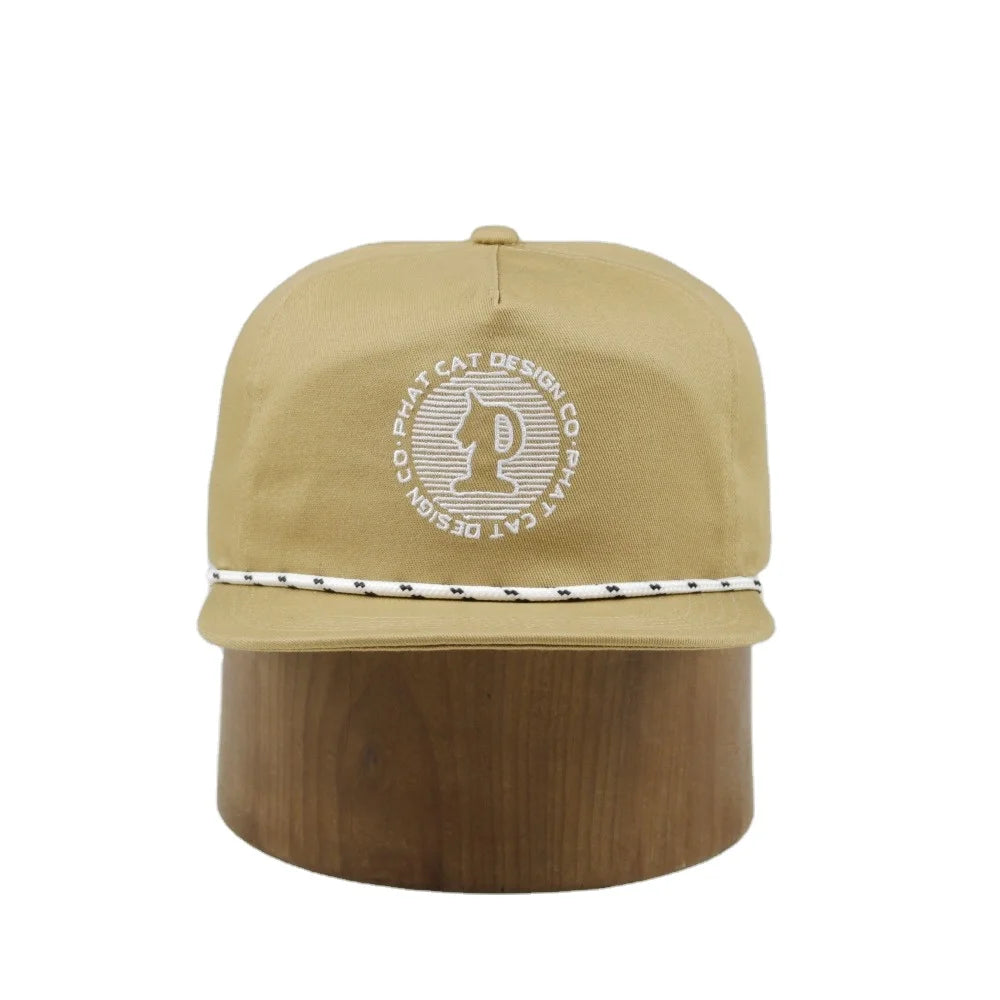 Flat Bill Adjustable Leather Strap Blank Rope 5 Panel 100% Cotton Jersey Unstructured Snapback Cap Hip Hop Fashion Street