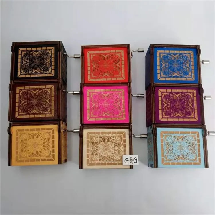 Wooden Hand Crank  Music Box Mini Song Box Caja Musical Christmas Music Box