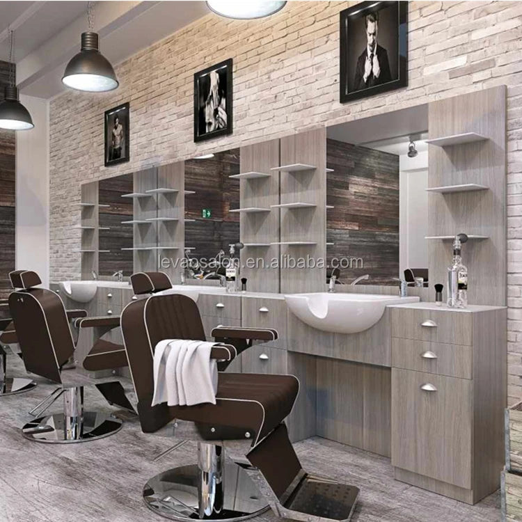 European Style Hair Salon Barber Styling Station Mirror