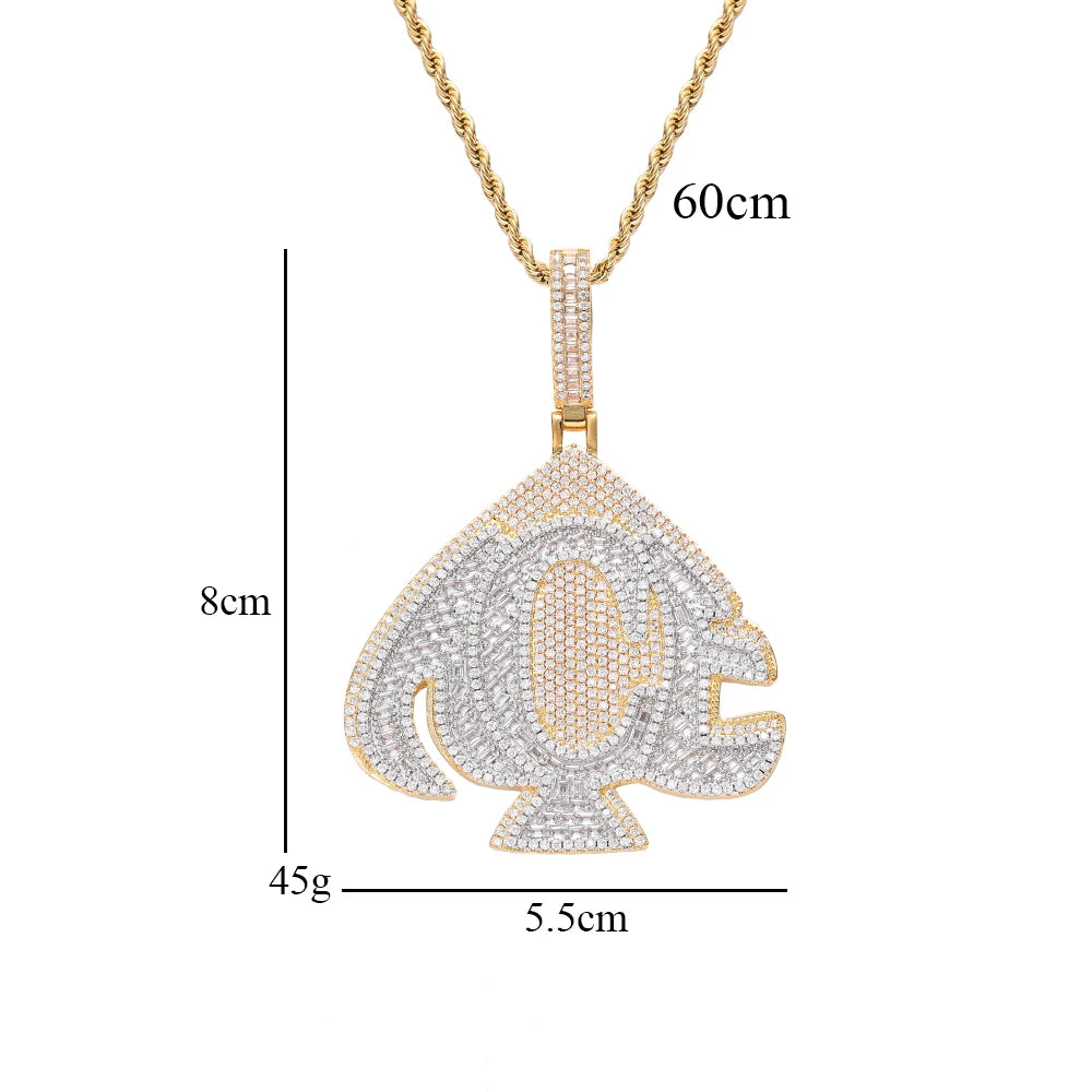 CN415    Bling Bling  Brass Setting CZ Hip Hop Necklace Iced Out Jewelry