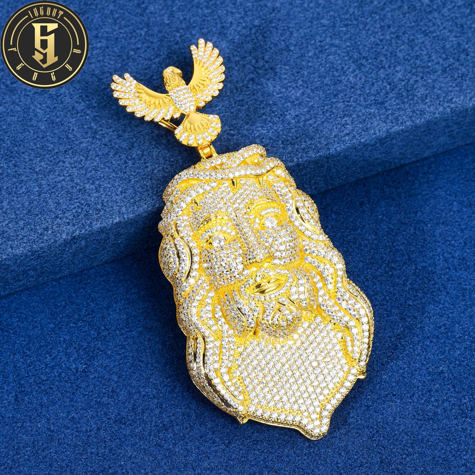 Personality Hip Hop Jewelry Custom Color Brass AAAAA Zircon Diamond Iced Out Jesus Pendant With Eagle Bail