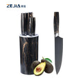 Free Sample Kitchen Knifes 6 Piece Chef Knife Set with Block PP Handle Rose Gold Coating Blade Black Blade Chef Knife