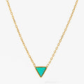 New Trendy 18K Gold Plated V Shape Triangle Stainless Steel Jewelry Natural Opal Stone Pendant Necklace Acier Inoxydable Bijoux