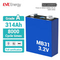 EVE EU STOCK 314Ah Rechargeable LiFePO4 Cell MB31 3.2V 8000 Cycles CE Certified Battery for Solar/Electric Power Systems