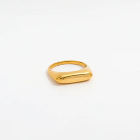 Joolim Stainless Steel Jewelry Wholesale 18K Gold Plated Cambered Surface Abstract D Rings for Women Fashion Rings
