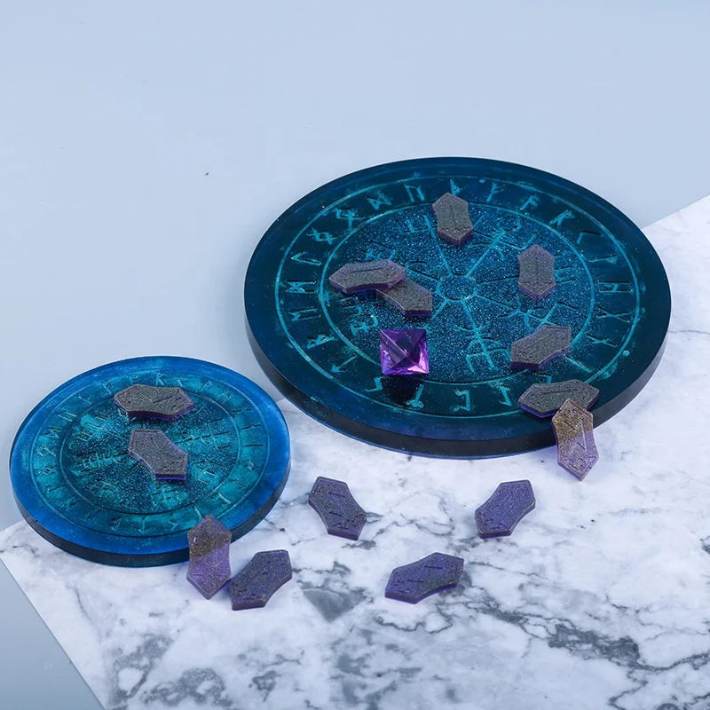 Round Symbol Game Board Mold Viking Rune Divination Resin Mold