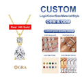 Luxury Jewelry Gold Woman Engagement New Year Gift 3ct Pear Cut Moissanite Pendant Hollow 14K Real Gold Necklace
