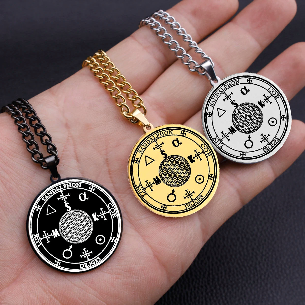 Sandalphon Archangel Sigil Guardian Seal Kabbalah Amulet Talisman Jewelry Stainless Steel Pendant Necklace