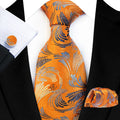Fashion Paisley Designs Mens Tie and Pocket Square Set Cufflinks 3pcs Necktie Set for Men Wedding Tie Hanky Accessories Cravats