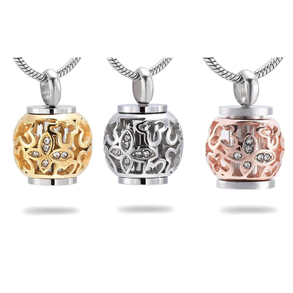 2022 Hot Lovely Family Stainless Steel Heart Cremation Jewelry Memorial Pendant Keepsake Lantern love Urn Ashes Necklace