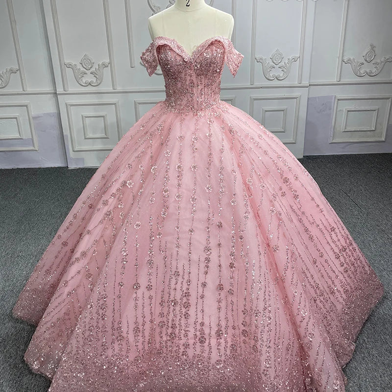 Simple Off Shoulder Sweet 15 16 Quinceanera Dresses Lace Puffy Prom Gowns Long Birthday Dresses for Women 6550-A
