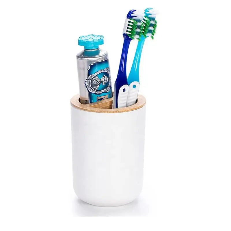 Sustainable Kid Bamboo Fiber Two-Piece Shape Toothbrush Holder Toothpaste Cup Stand 100% Compostable Reusable Customizable
