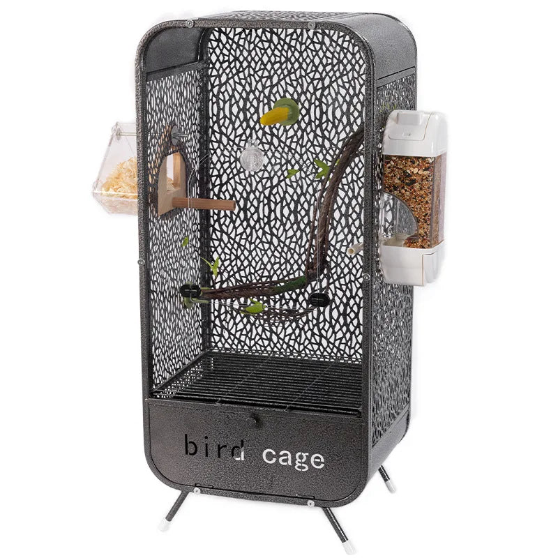 New Solid Metal & Acrylic Panoramic Birdcage for Parrots Splash-Proof Flying Cloud Villa Home Display Cage