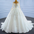 Jancember Rsm67257 Luxury High-Quality Sequined Glittering Long-Sleeved Lace Wedding Dress