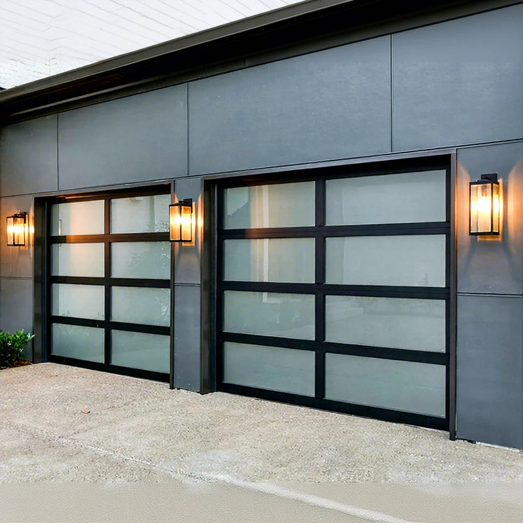 Factory Hot Sale Customized Modern Steel Garage Door Automatic Aluminum Folding Tempered Sectional Frosted Glass Home Use