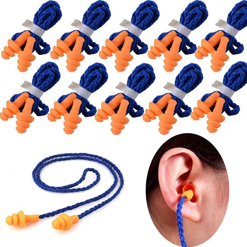 Reusable Noise Reduction Party Swimming Corded Silicone Earplugs for Sleeping Noise Cancelling