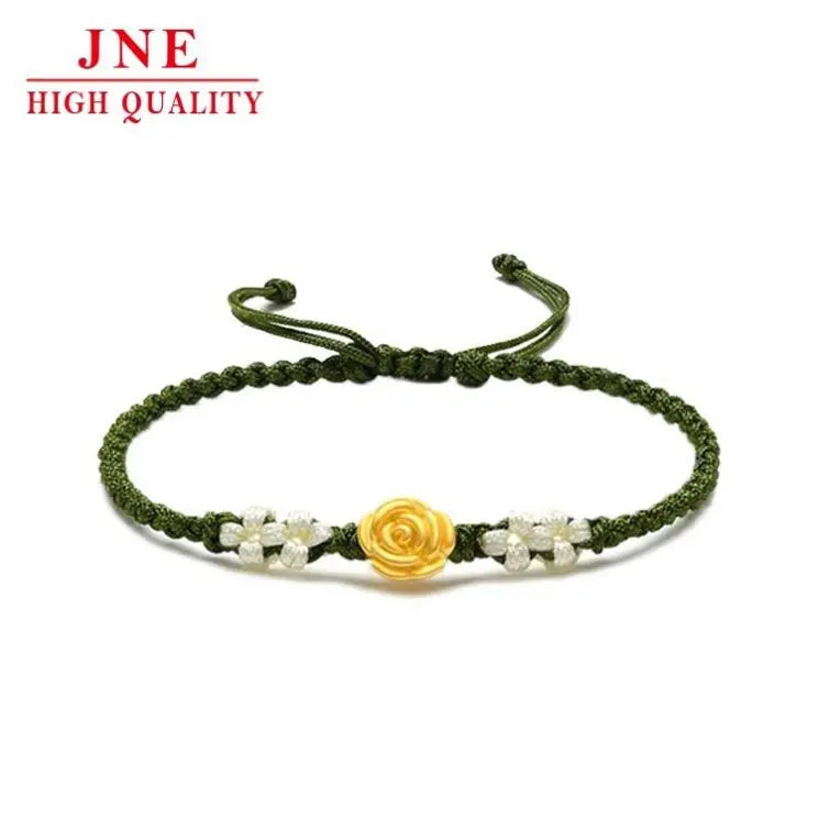 Alluvial Gold New Rose Bracelet Gold Shop Same Style Lucky Beads Woven Hand Strap Women's Supply