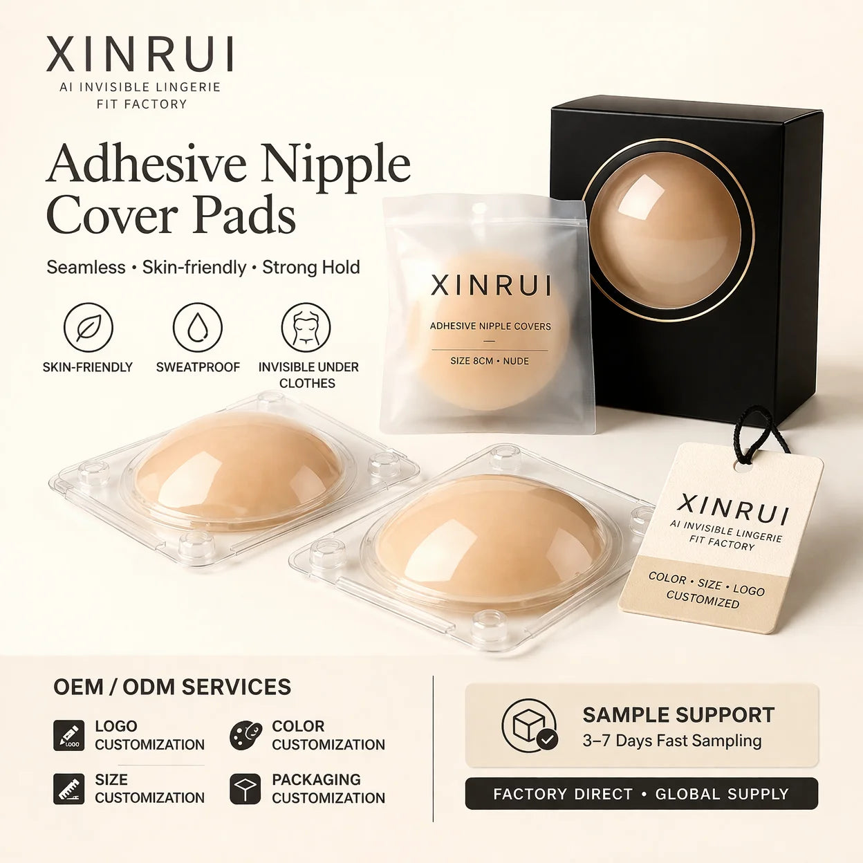 Customized Logo Washable Opaque Silicone Bra Pads Reusable Invisible Pasties Thin Self Adhesive Nipple Cover Guangdong Women