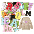 Assorted Bulk Phnom Penh Glitter Chenille 8cm or 5.5cm Embroidery Iron on Letter Patch Letter Patch