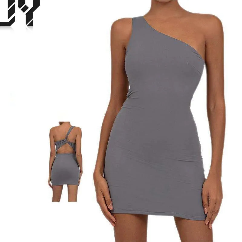 2025 Hot Sale  Women's Outdoor Tennis Golf Dress Quick Dry Single Shoulder Jumpsuits  Breathable Feature Fitness Yoga  Wear