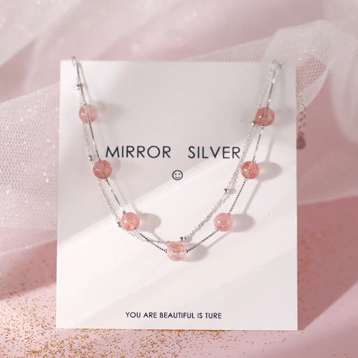 New Fashion Jewelry Beautiful 925 Sterling Silver Bracelet Strawberry Crystal Simple Personality Sweet Bracelet