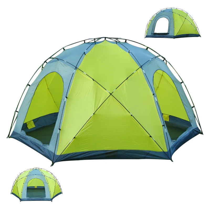 5 8 10 Person Portable Outdoor Camping Family Tents Ultra Large Waterproof Dual Layer 3 Door Hexagonal Family Camping Tent