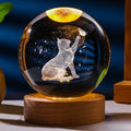 Wooden Base Led Night Light Dolphin Snow Man Crystal Ball Light