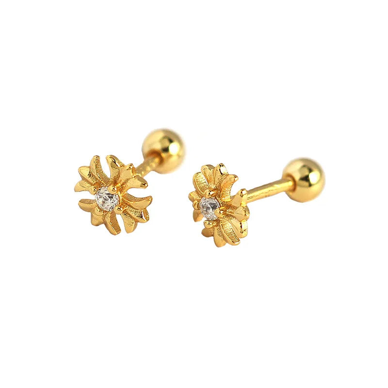 Cross Shaped 18K Gold Plated Screw Back Earring Post Finding