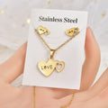9 Style Good Quality Stainless Steel Necklace Geometry Stud Earrings Love Three -piece Suit  Women's Jewelry Accessories
