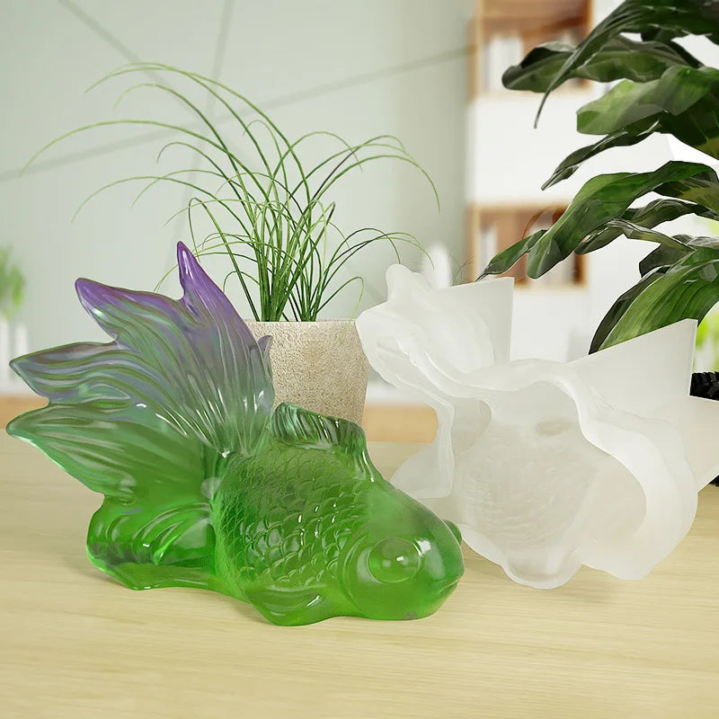 Early Riser DIY Goldfish Crystal Epoxy Resin Silicone Mold Desktop Decoration Home Decor Ornament Resin Crafts Moulds