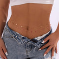 Sexy Double Layer Metal Chain Hot Girl Waist Chain Simple Geometric Rhinestone Sequin Body Chain